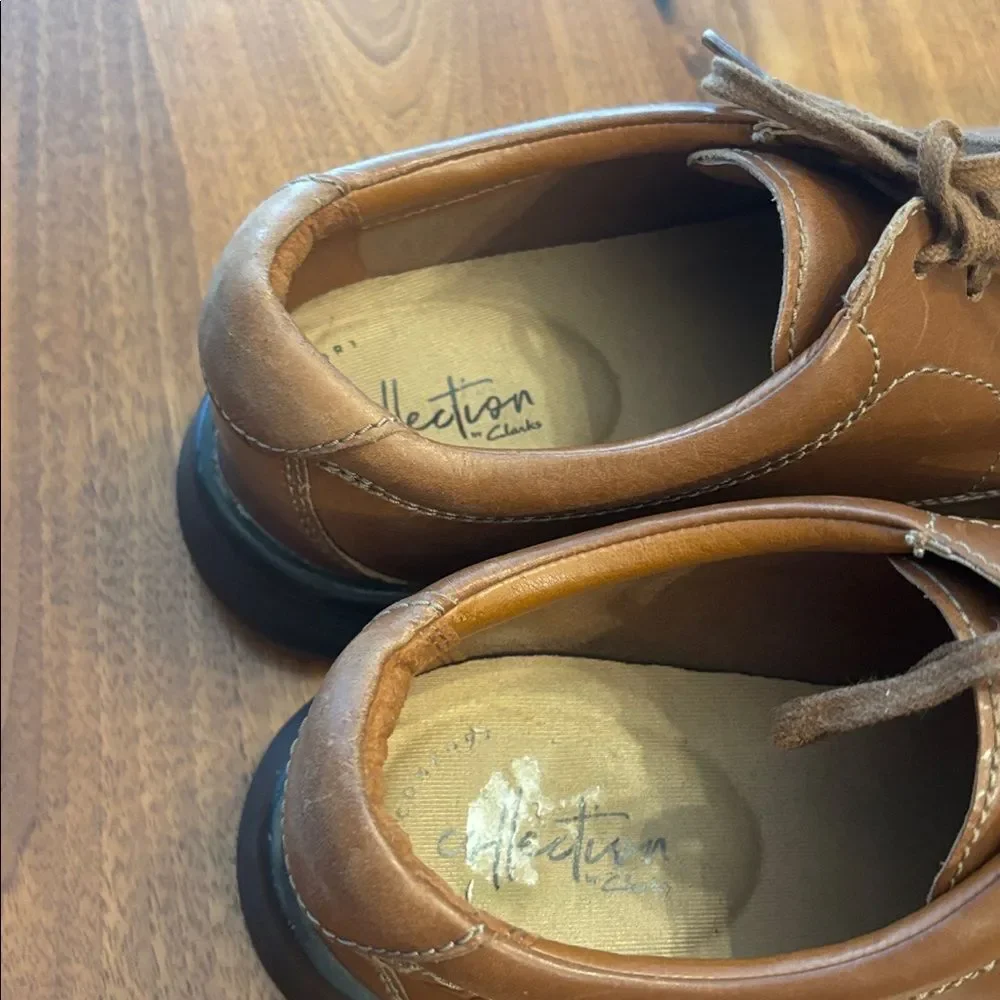Clark’s Men’s Brown Kempton Run Leather Lace Up Dress Shoes Size 9 W
